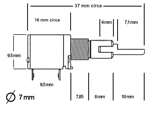 Dettagli del potenziometro RIT/RFGain del TR-851/TR-751