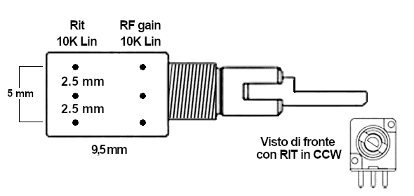 Dettagli del potenziometro RIT/RFGain del TR-851/TR-751