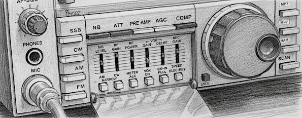 Radio Icom IC-735: lo sportellino in plastica trasparente dei comandi Radio Icom IC-735: lo sportellino in plastica trasparente dei comandi