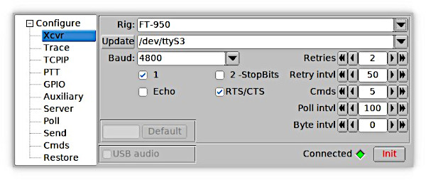 Le impostazioni di flrig per FT-950