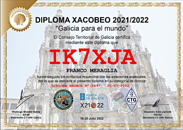 Diploma del Cammino Xacobeo (il Cammino di Santiago) 2022, Bronzo