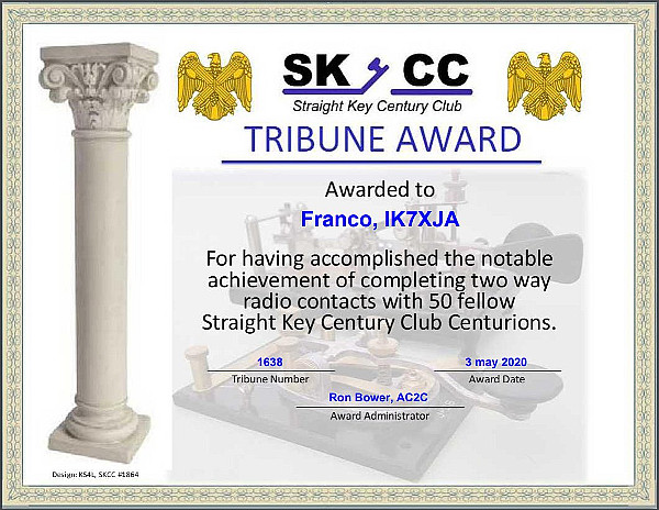 Il Tribune Award di SKCC