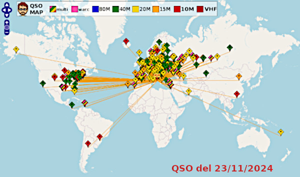 Mappa QSO CQWW CW del 23/11/2024