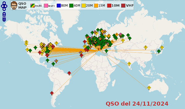 Mappa QSO CQWW CW del 24/11/2024