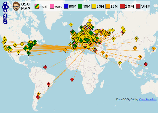 Mappa dei QSO WPX CW nella giornata del 24 maggio 2025 Mappa dei QSO WPX CW nella giornata del 24 maggio 2025