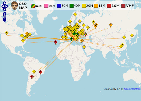 Mappa dei QSO WPX CW nella giornata del 25 maggio 2025 Mappa dei QSO WPX CW nella giornata del 25 maggio 2025