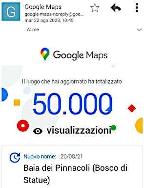 50.000 visualizzazioni su Google Maps ad Agosto 2023