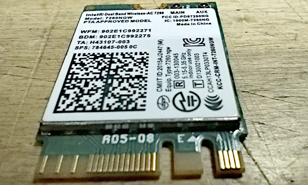 La minuscola scheda Wi-Fi AC-7260