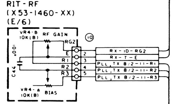 Dettagli dello schema RIT/RFGain del TR-851/TR-751