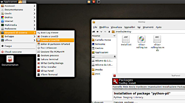 Il desktop di Linux Slitaz Il desktop di Linux Slitaz