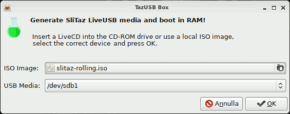 Posizione file ISO e target USB Posizione file ISO e target USB