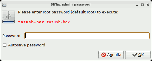 Richiesta password di amministratore Richiesta password di amministratore