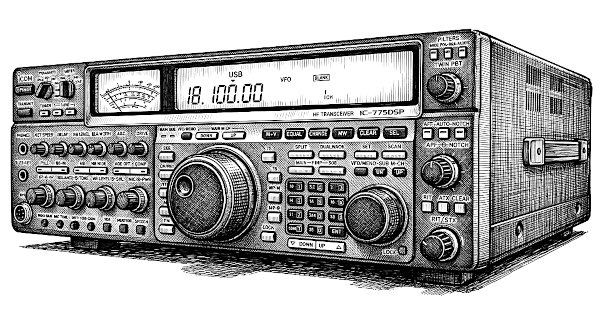 Icom IC-775: disegno a penna della radio Icom IC-775: disegno a penna della radio