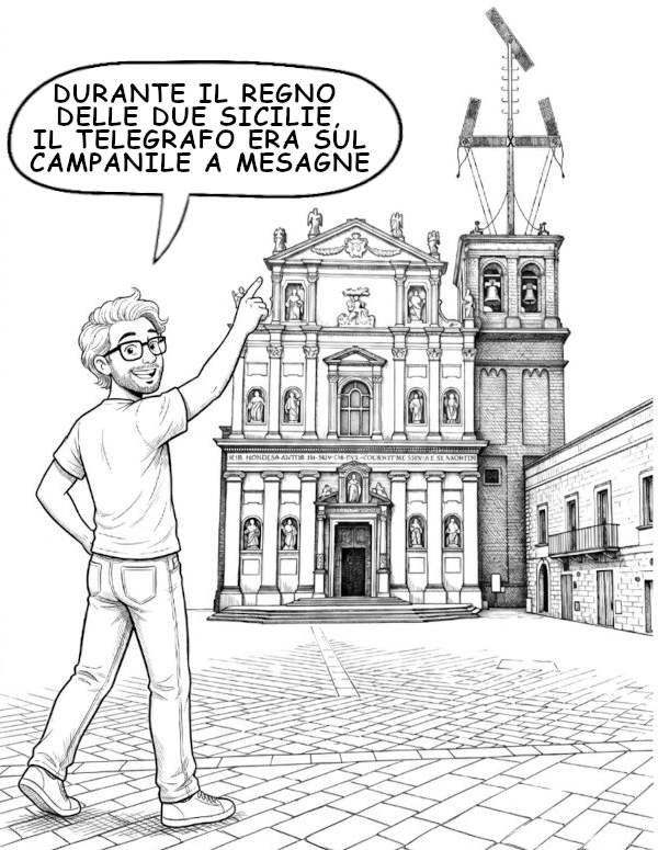 Ricostruzione grafica dell'installazione del telegrafo Chappe a Mesagne