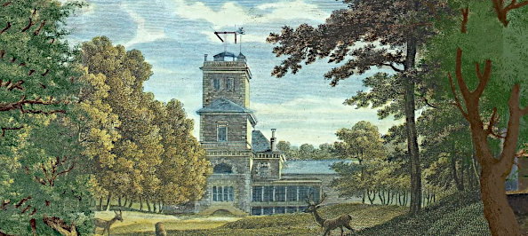 Antica stampa a colori con la torre del telegrafo