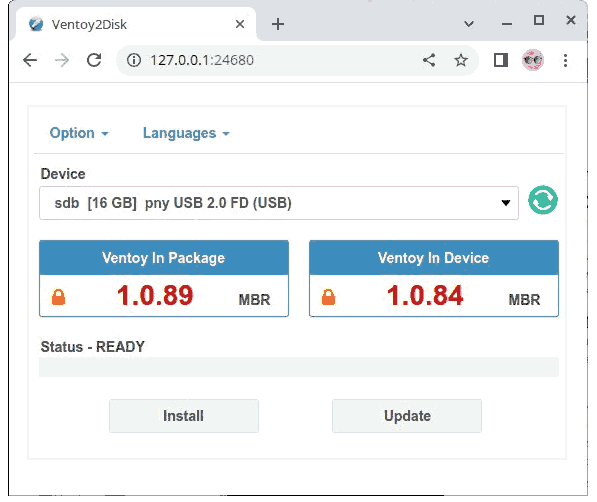 Ventoy Web: installazione mediante browser